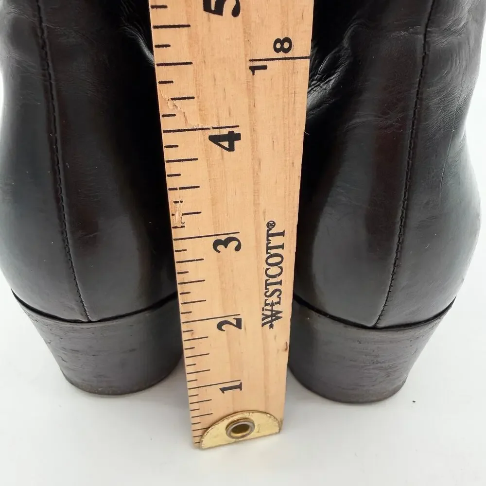 Jimmy Choo Elegant Tall Block Heel Black Leather Sophisticated Boots IT 39.5
